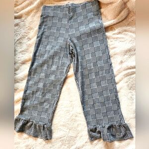 Top Shop Cropped Flare Ruffle Bottom Houndstooth Trouse